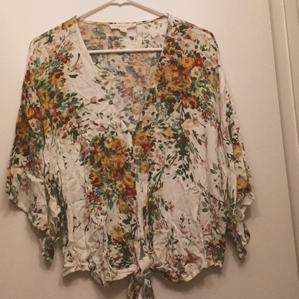 Lovestitch White Floral Print Blouse-Medium
